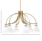 Cavella Six Light Chandelier in New Age Brass with 6.25" White Marble Shade