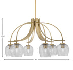 Cavella Six Light Chandelier in New Age Brass with 6" Smoke Bubble Shade