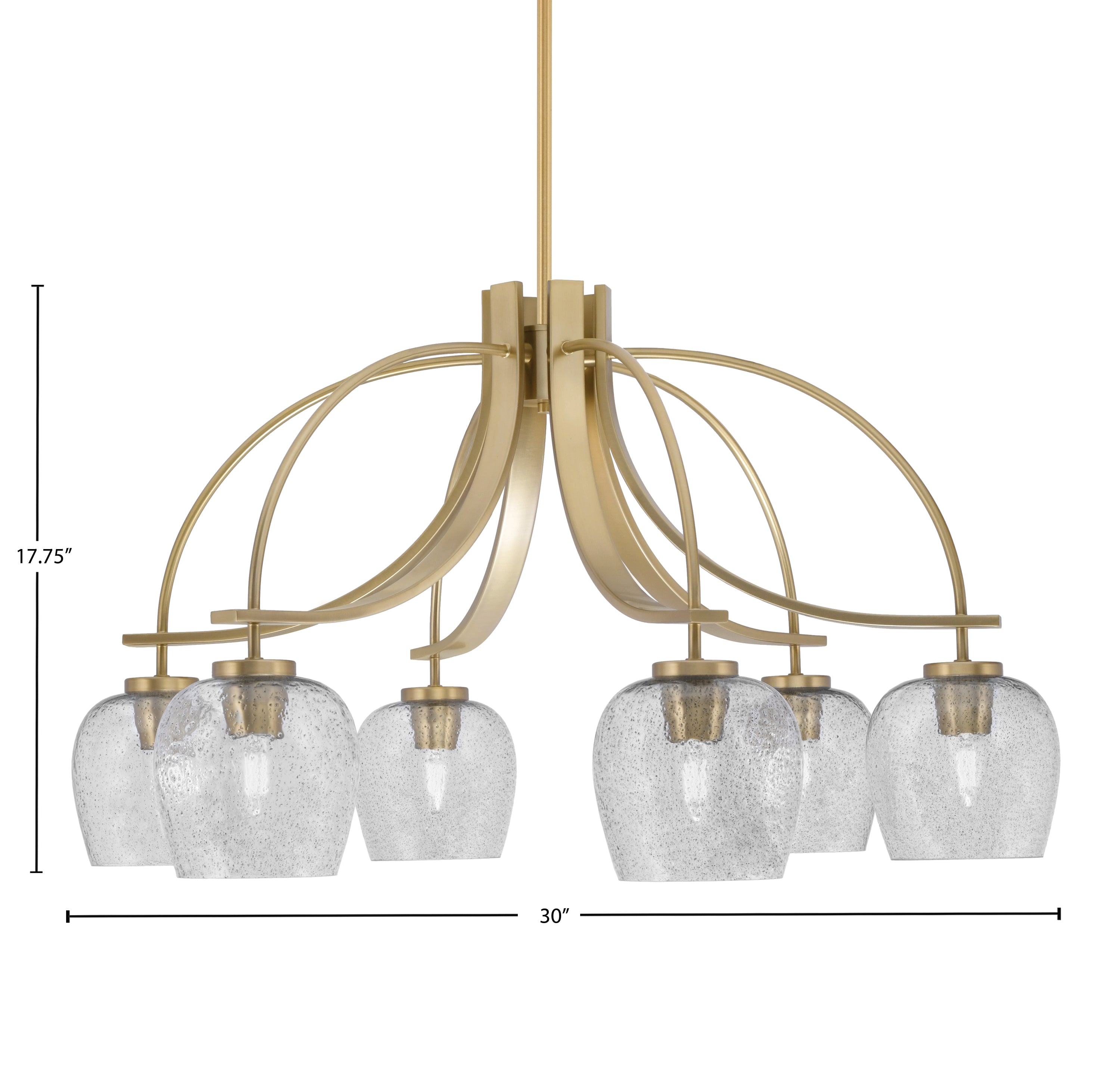 Cavella Six Light Chandelier in New Age Brass with 6" Smoke Bubble Shade