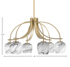 Cavella Six Light Chandelier in New Age Brass with 6" Onyx Swirl Shade