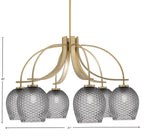 Cavella Six Light Chandelier in New Age Brass with 7.5" Smoke Textured Shade
