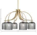 Cavella Six Light Chandelier in New Age Brass with 7" Smoke Textured Shade
