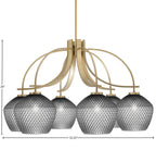 Cavella Six Light Chandelier in New Age Brass with 9" Smoke Textured Shade