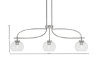 Cavella Three Light Island Pendant in Graphite with 7" Clear Bubble Shade