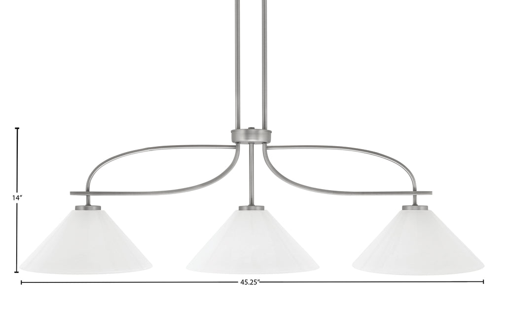 Cavella Three Light Island Pendant in Graphite with 12" White Marble Shade