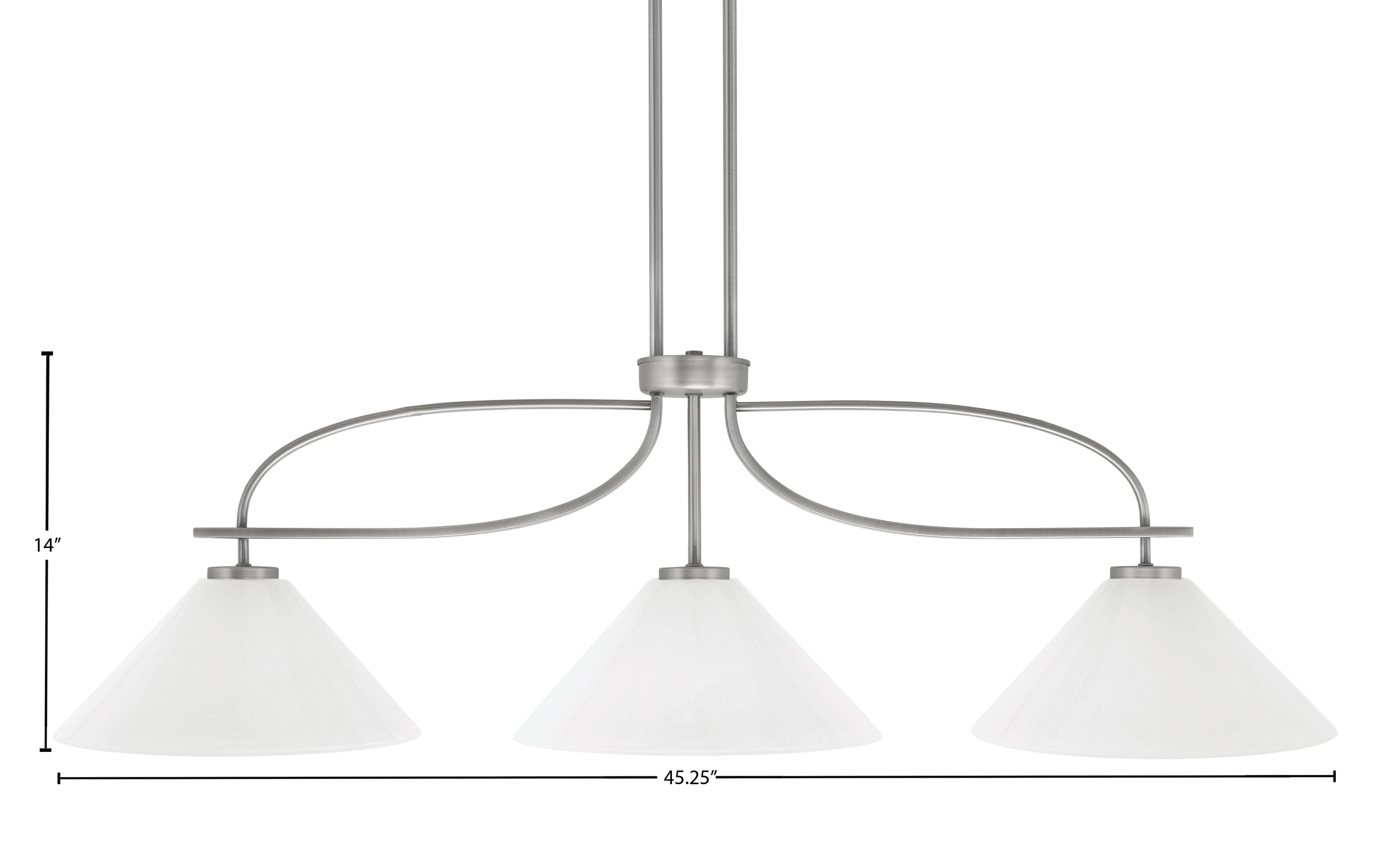 Cavella Three Light Island Pendant in Graphite with 12" White Marble Shade