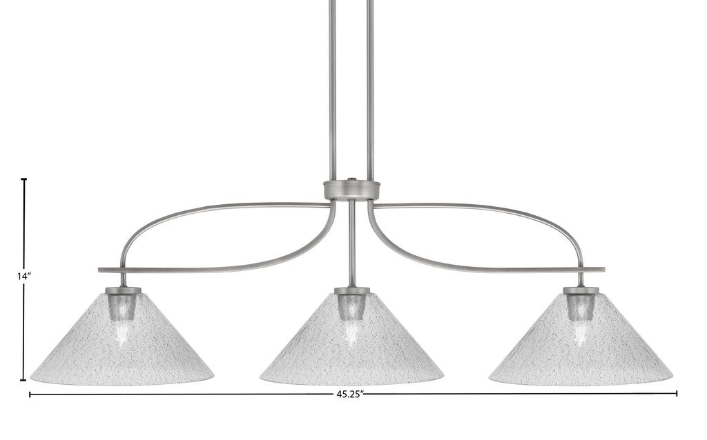 Cavella Three Light Island Pendant in Graphite with 12" Smoke Bubble Shade