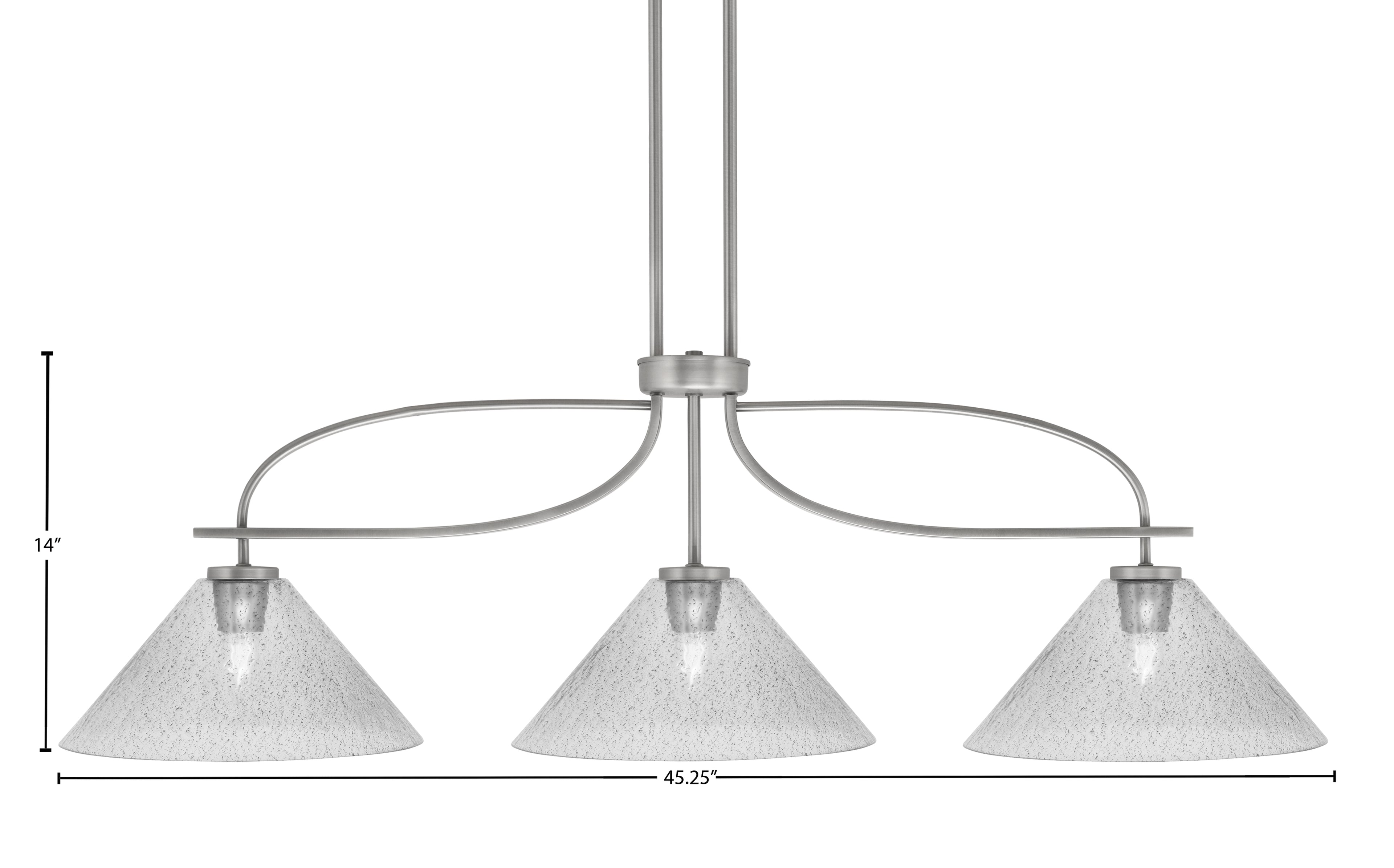 Cavella Three Light Island Pendant in Graphite with 12" Smoke Bubble Shade