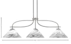 Cavella Three Light Island Pendant in Graphite with 12" Onyx Swirl Glas Shade