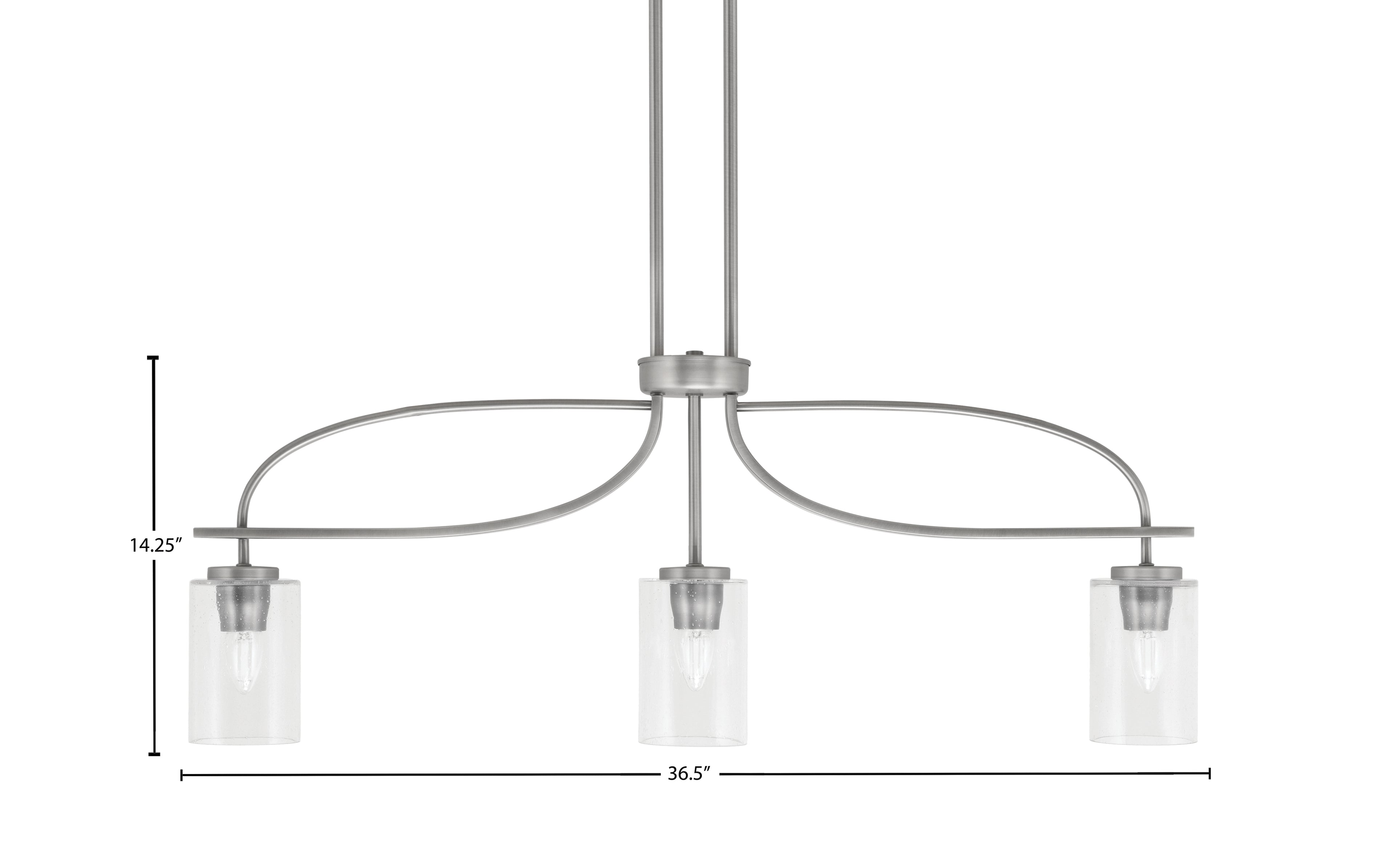 Cavella Three Light Island Pendant in Graphite with 4" Clear Bubble Shade