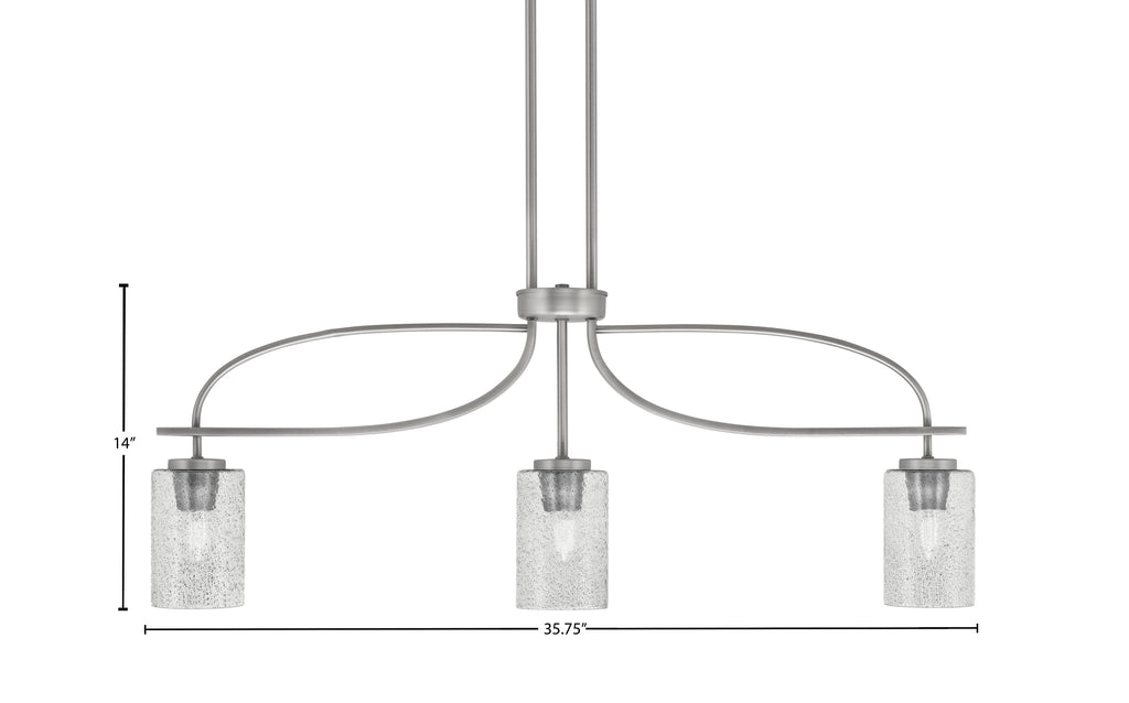 Cavella Three Light Island Pendant in Graphite with 4" Smoke Bubble Shade