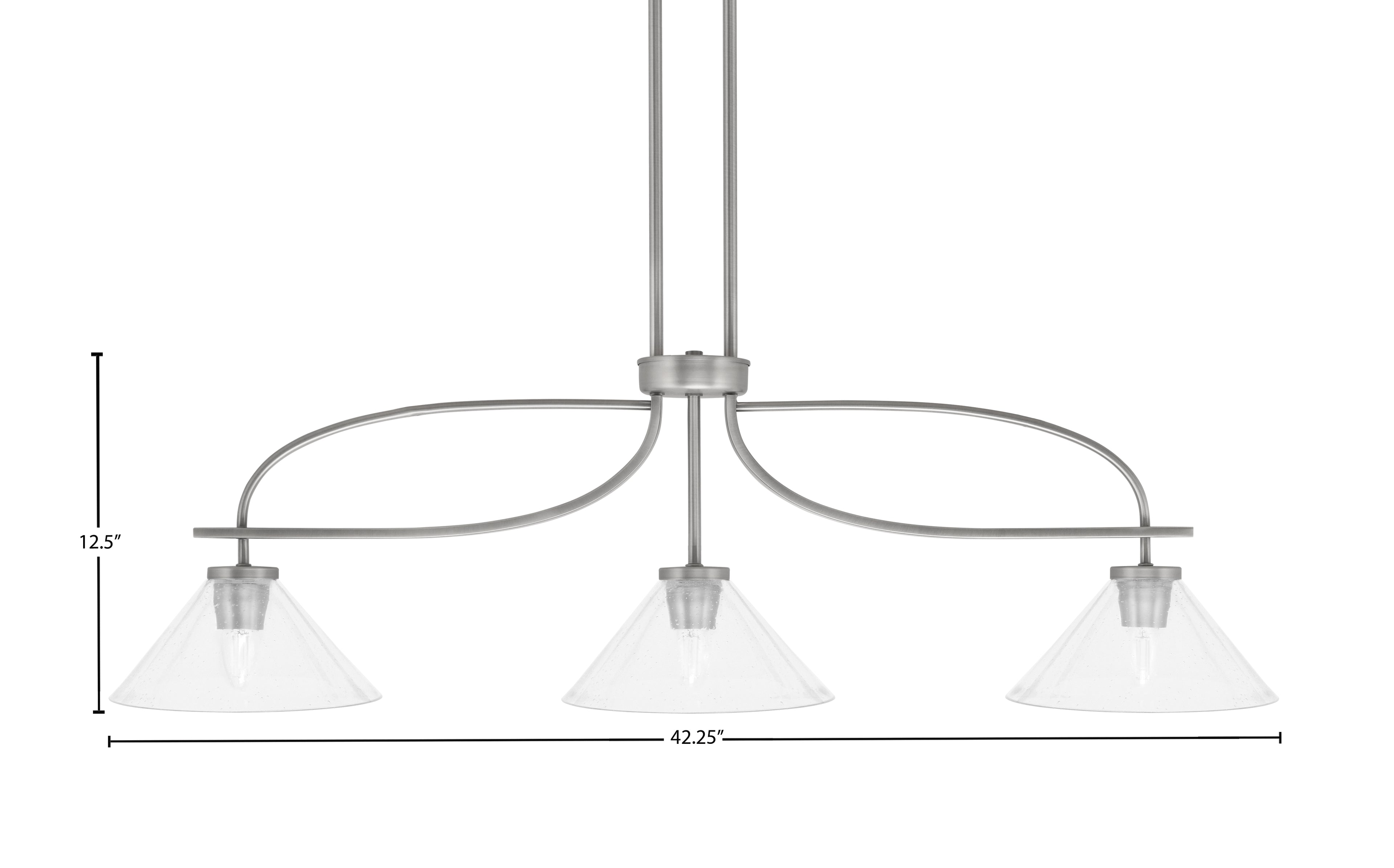 Cavella Three Light Island Pendant in Graphite with 10" Clear Bubble Shade