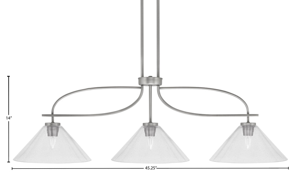 Cavella Three Light Island Pendant in Graphite with 12" Clear Bubble Shade