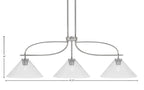 Cavella Three Light Island Pendant in Graphite with 12" Clear Bubble Shade