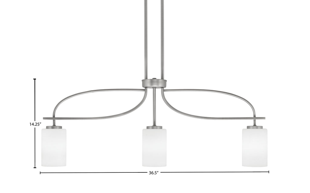 Cavella Three Light Island Pendant in Graphite with 4" White Muslin Shade