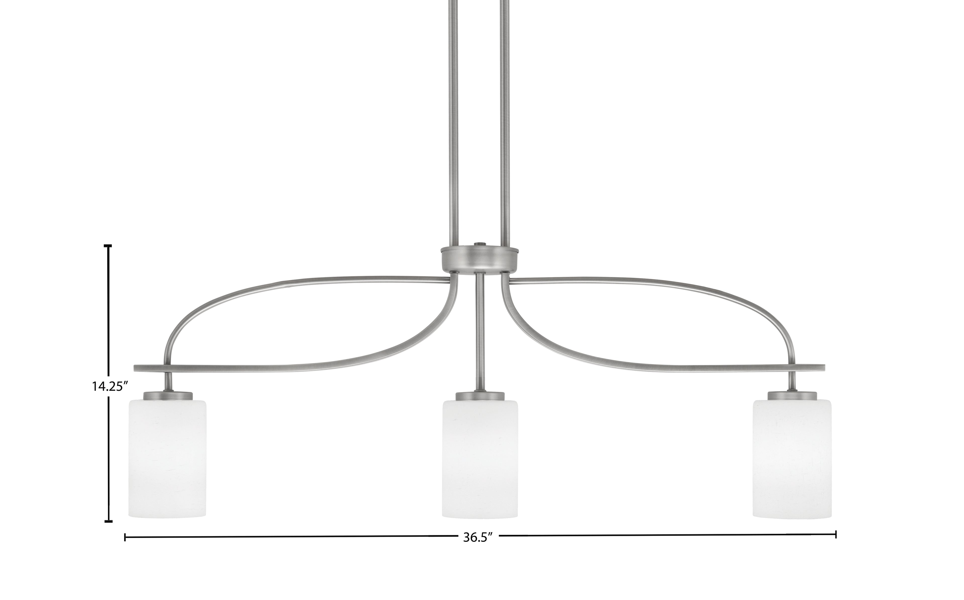 Cavella Three Light Island Pendant in Graphite with 4" White Muslin Shade