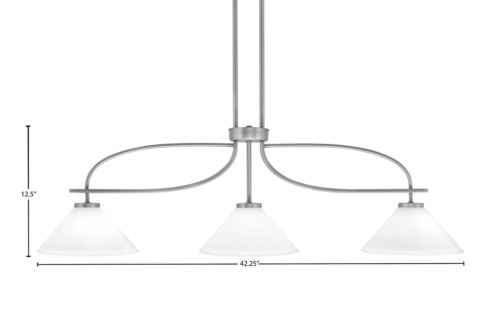 Cavella Three Light Island Pendant in Graphite with 10" White Muslin Shade