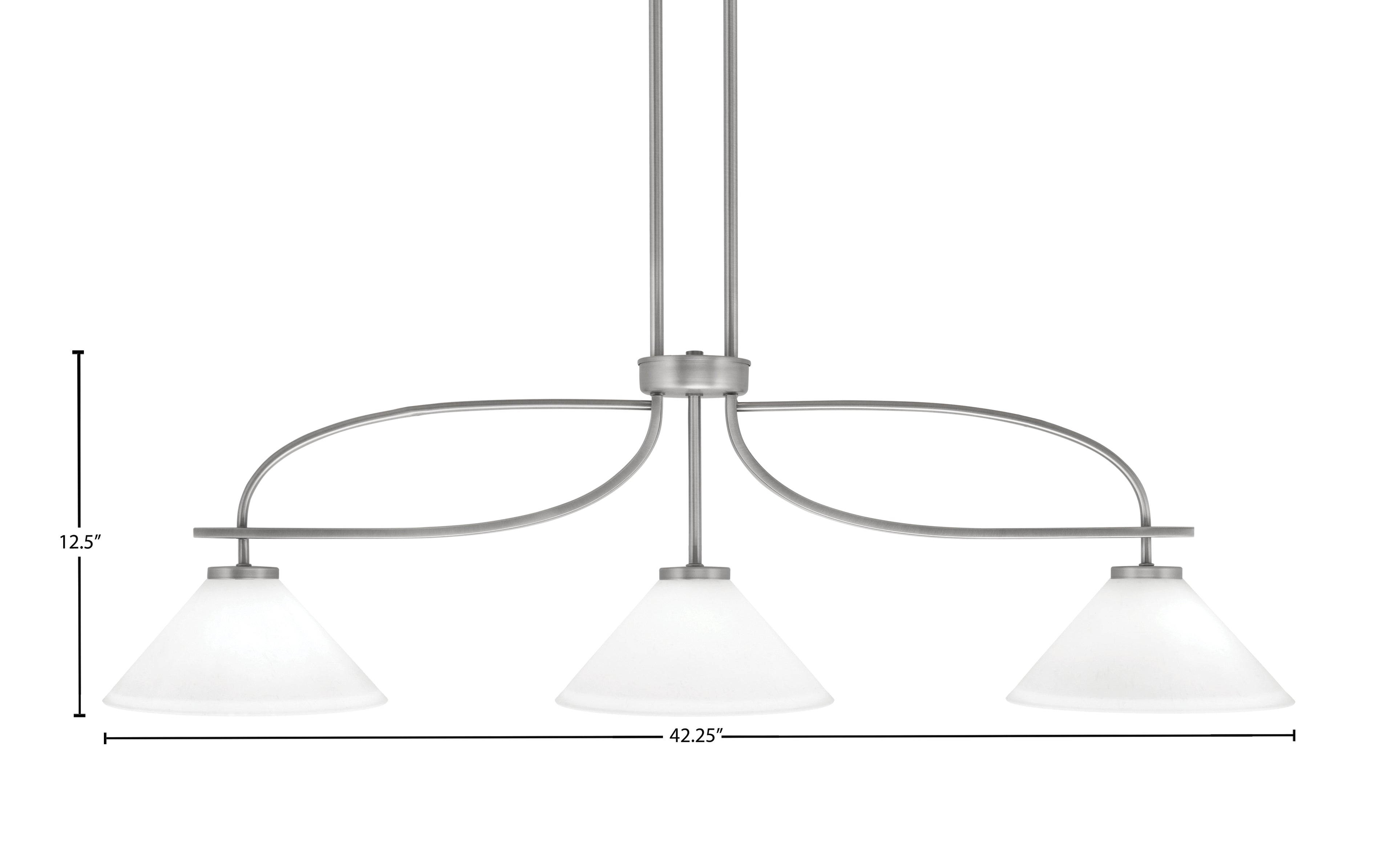 Cavella Three Light Island Pendant in Graphite with 10" White Muslin Shade