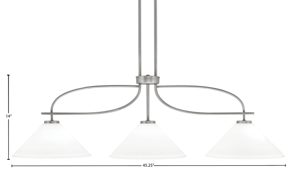 Cavella Three Light Island Pendant in Graphite with 12" White Muslin Shade