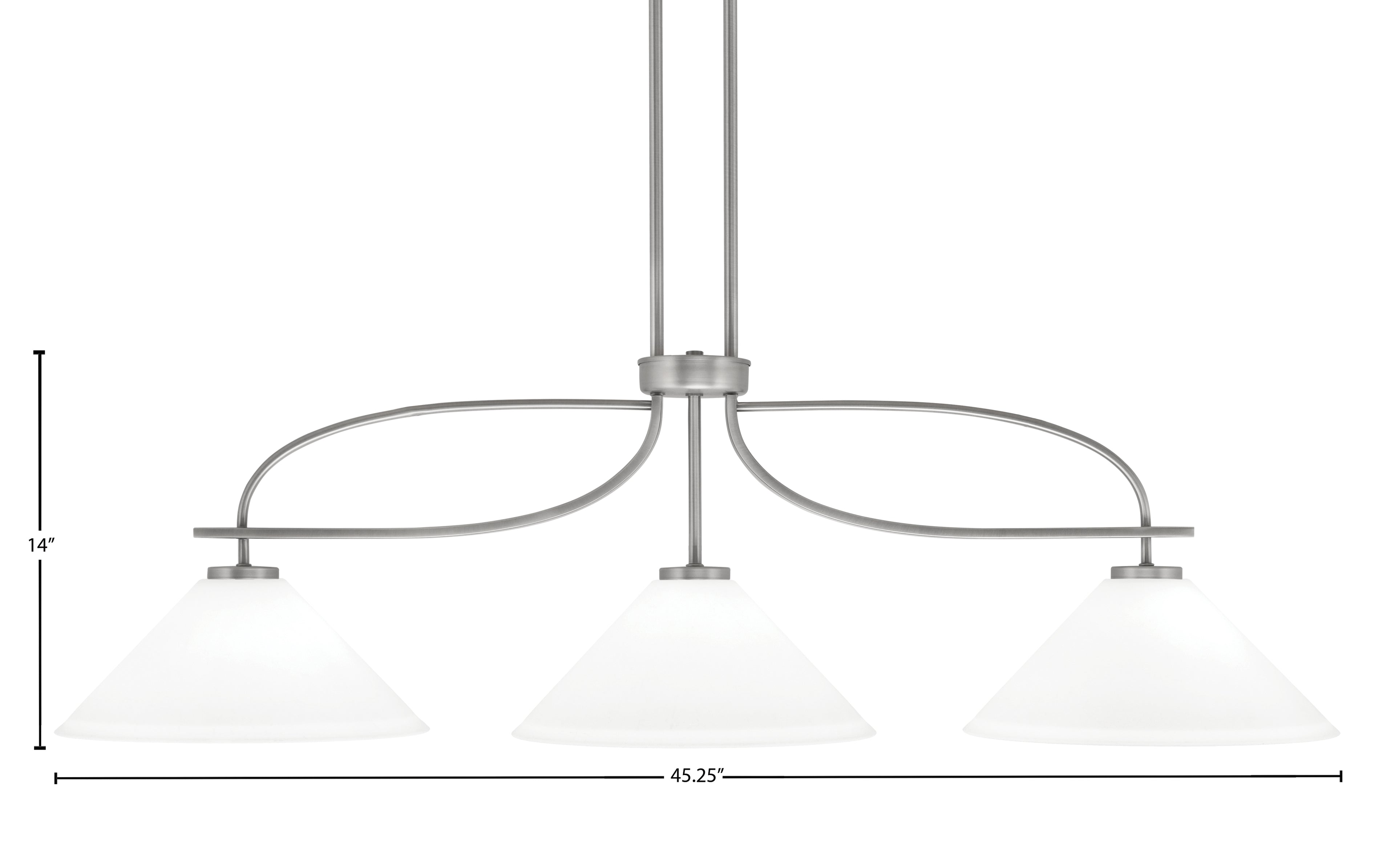 Cavella Three Light Island Pendant in Graphite with 12" White Muslin Shade