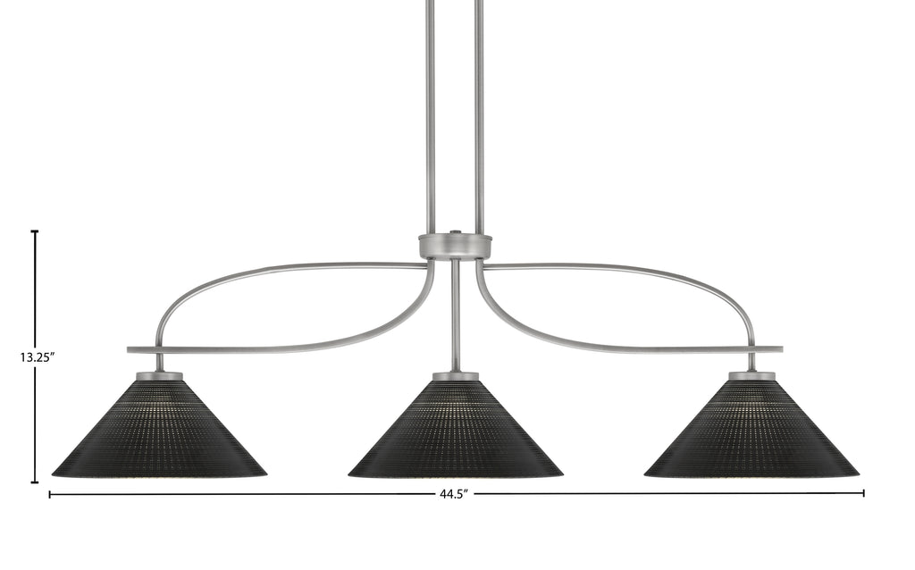 Cavella Three Light Island Pendant in Graphite with 12" Black Matrix Shade