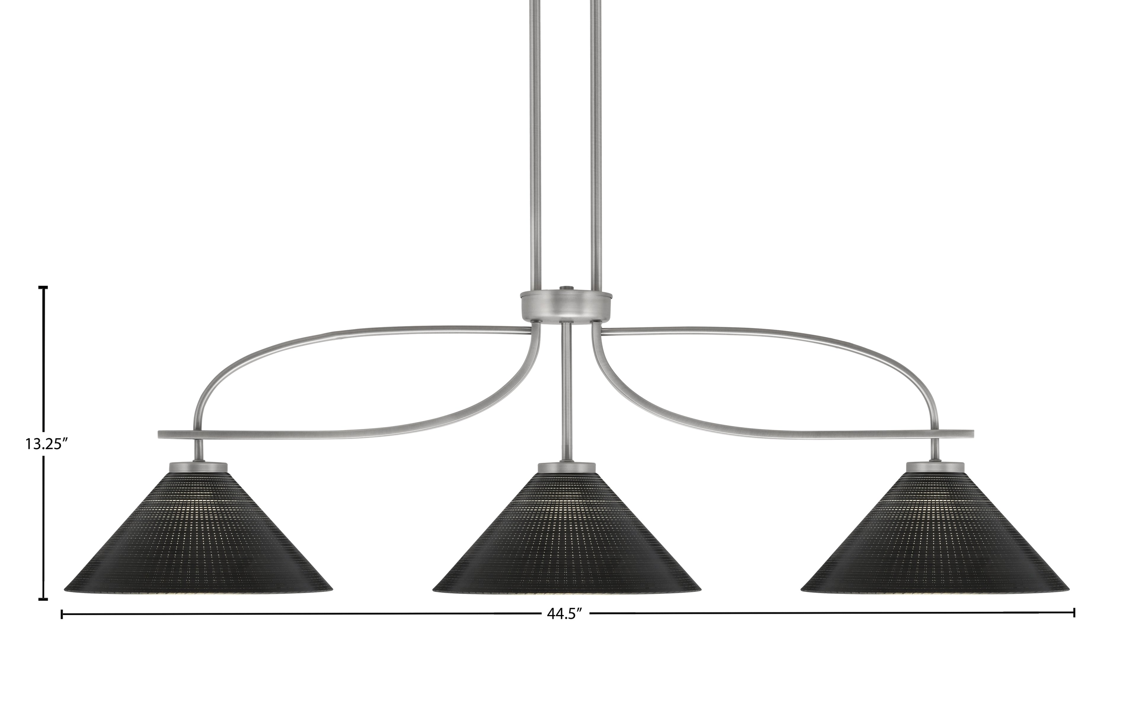 Cavella Three Light Island Pendant in Graphite with 12" Black Matrix Shade