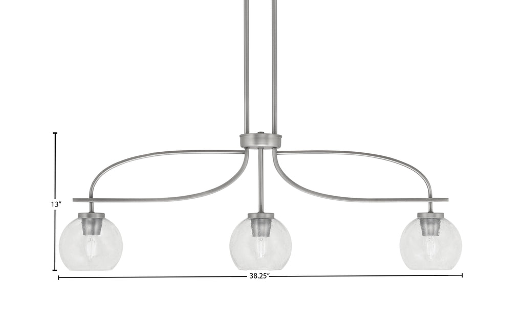 Cavella Three Light Island Pendant in Graphite with 5.75" Clear Bubble Shade
