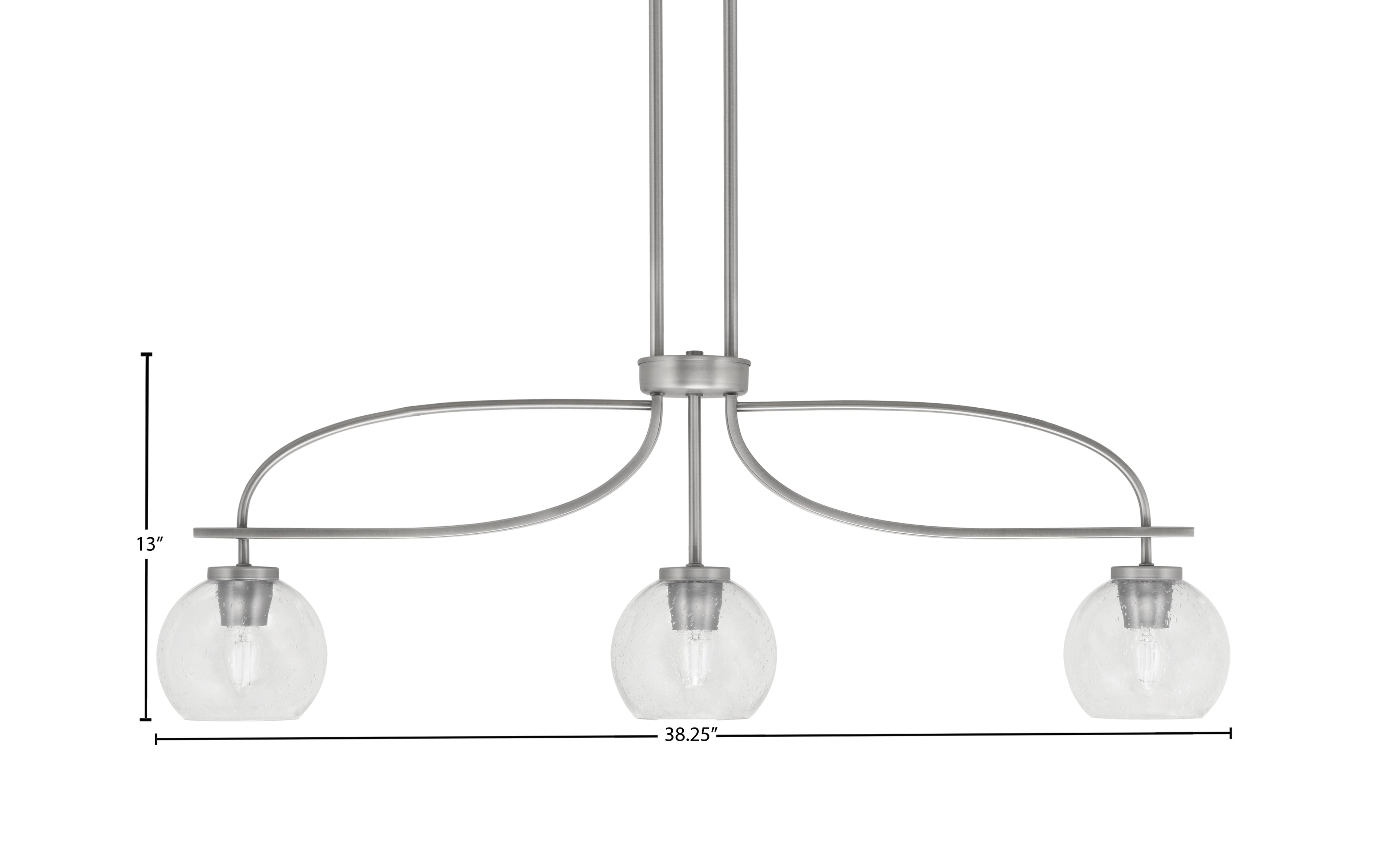 Cavella Three Light Island Pendant in Graphite with 5.75" Clear Bubble Shade