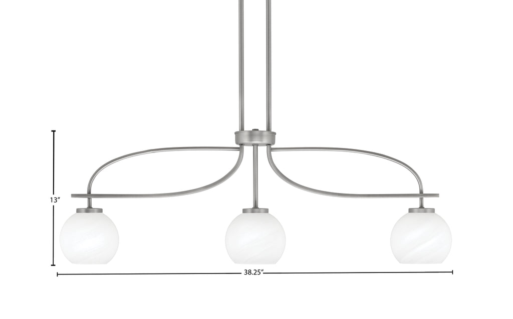 Cavella Three Light Island Pendant in Graphite with 5.75" White Marble Shade