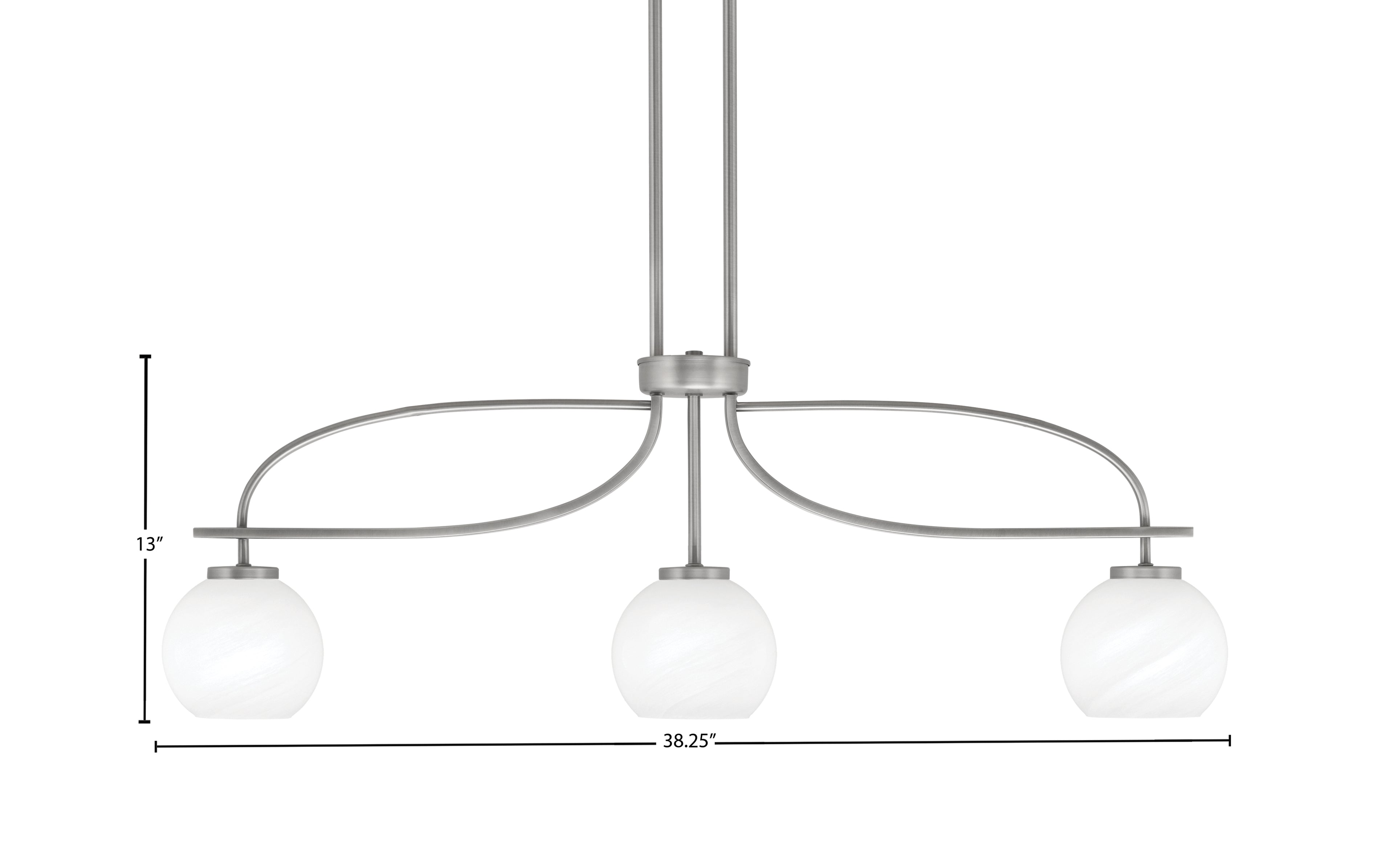 Cavella Three Light Island Pendant in Graphite with 5.75" White Marble Shade