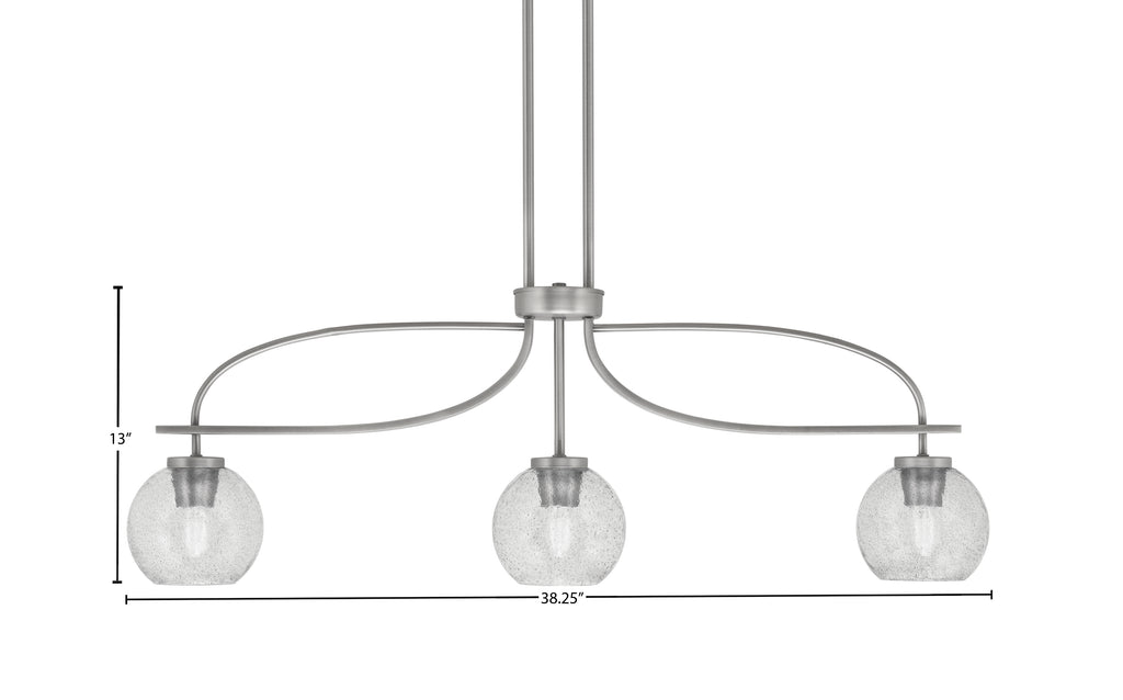 Cavella Three Light Island Pendant in Graphite with 5.75" Smoke Bubble Shade