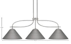 Cavella Three Light Island Pendant in Graphite with 14" Graphite Cone Metal Shades Shade