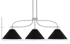 Cavella Three Light Island Pendant in Graphite with 14" Matte Black Cone Metal Shades Shade