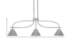 Cavella Three Light Island Pendant in Graphite with 7" Graphite Cone Metal Shades Shade