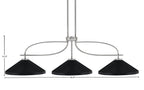 Cavella Three Light Island Pendant in Graphite with 14" Matte Black Cone Metal Shades Shade