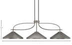 Cavella Three Light Island Pendant in Graphite with 14" Graphite Cone Metal Shade Shade