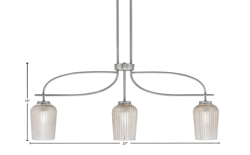 Cavella Three Light Island Pendant in Graphite with 5" Silver Textured Shade