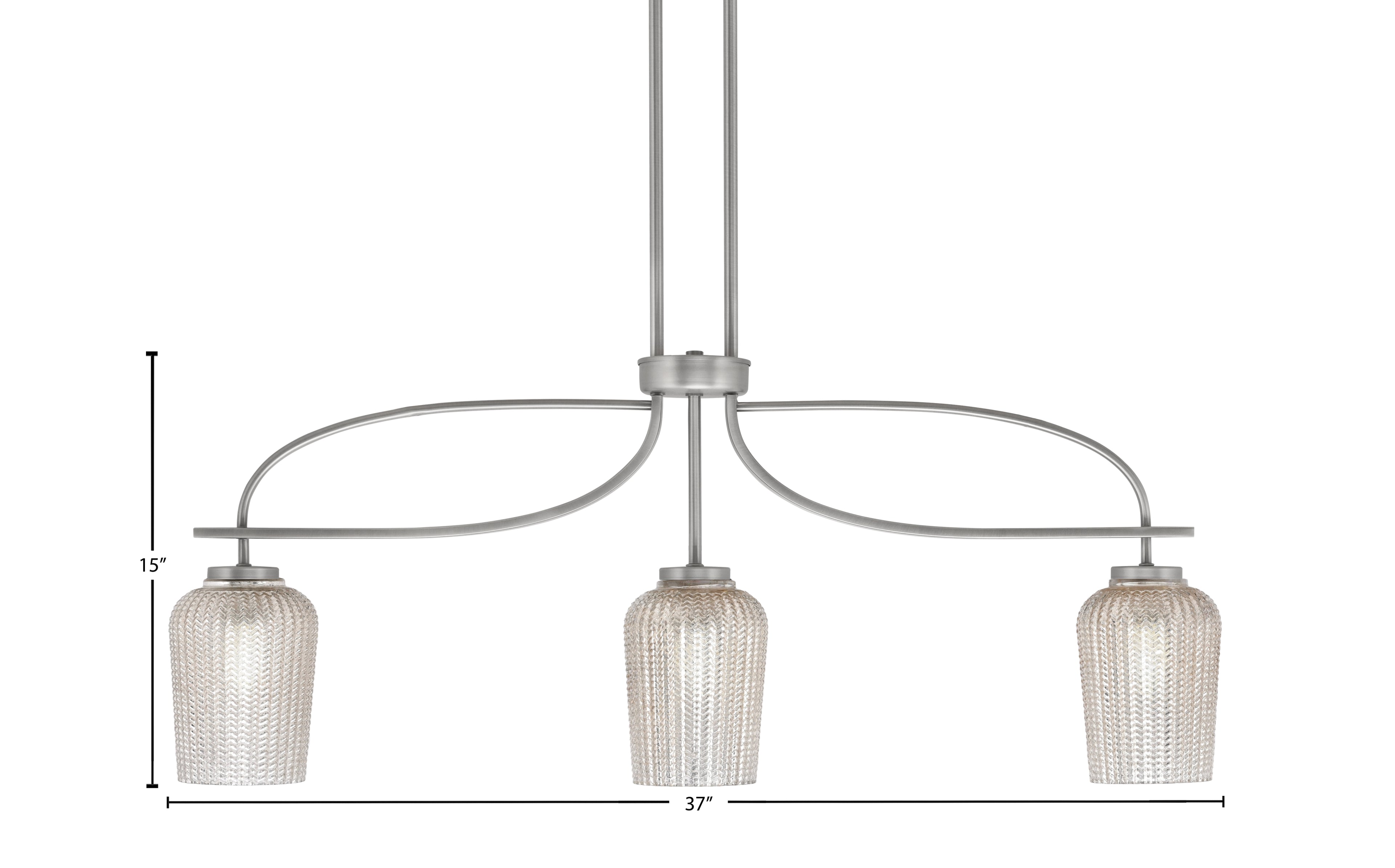Cavella Three Light Island Pendant in Graphite with 5" Silver Textured Shade