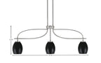 Cavella Three Light Island Pendant in Graphite with 5" Matte Black Oval Metal Shades Shade