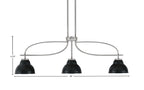 Cavella Three Light Island Pendant in Graphite with 7" Matte Black Double Bubble Metal Shades Shade