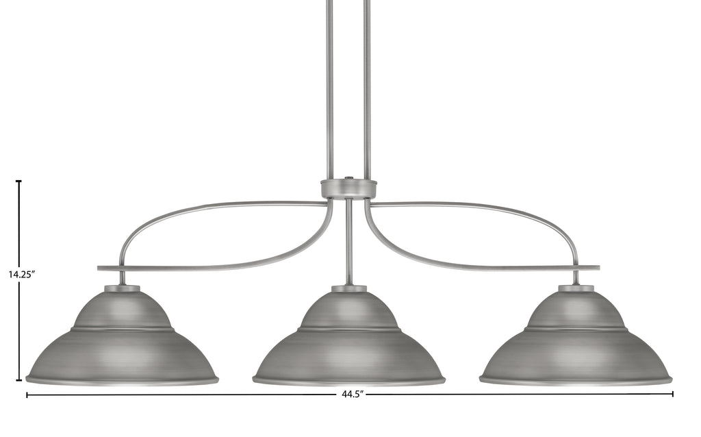 Cavella Three Light Island Pendant in Graphite with 13" Graphite Double Bubble Metal Shades Shade