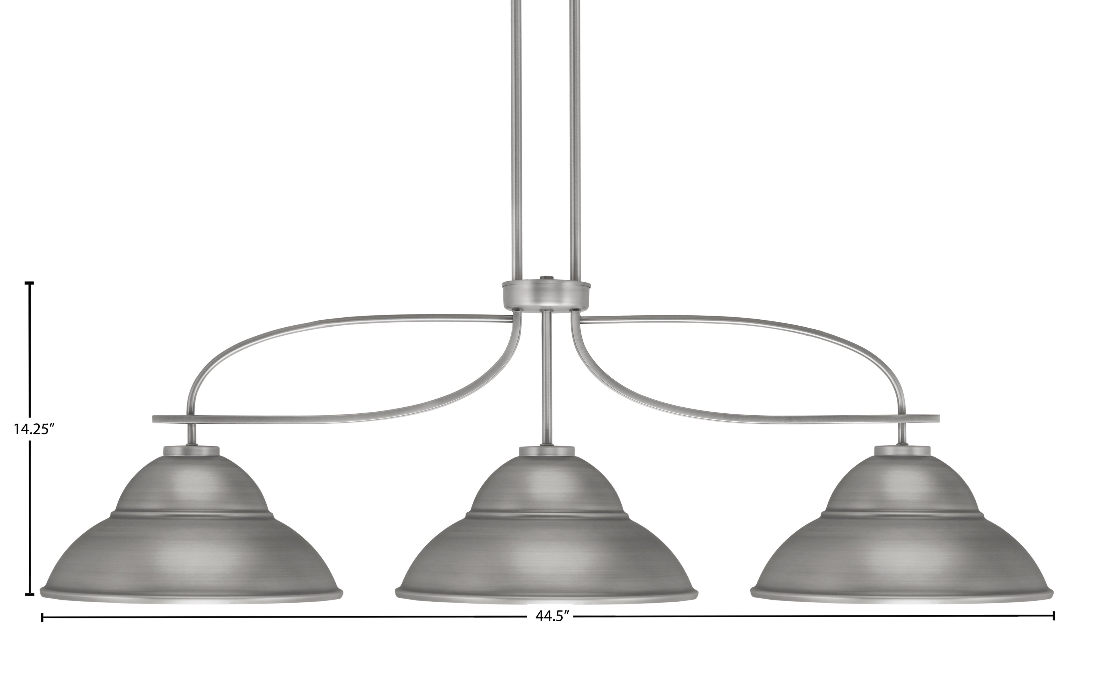 Cavella Three Light Island Pendant in Graphite with 13" Graphite Double Bubble Metal Shades Shade