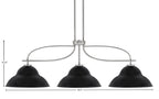 Cavella Three Light Island Pendant in Graphite with 13" Matte Black Double Bubble Metal Shades Shade