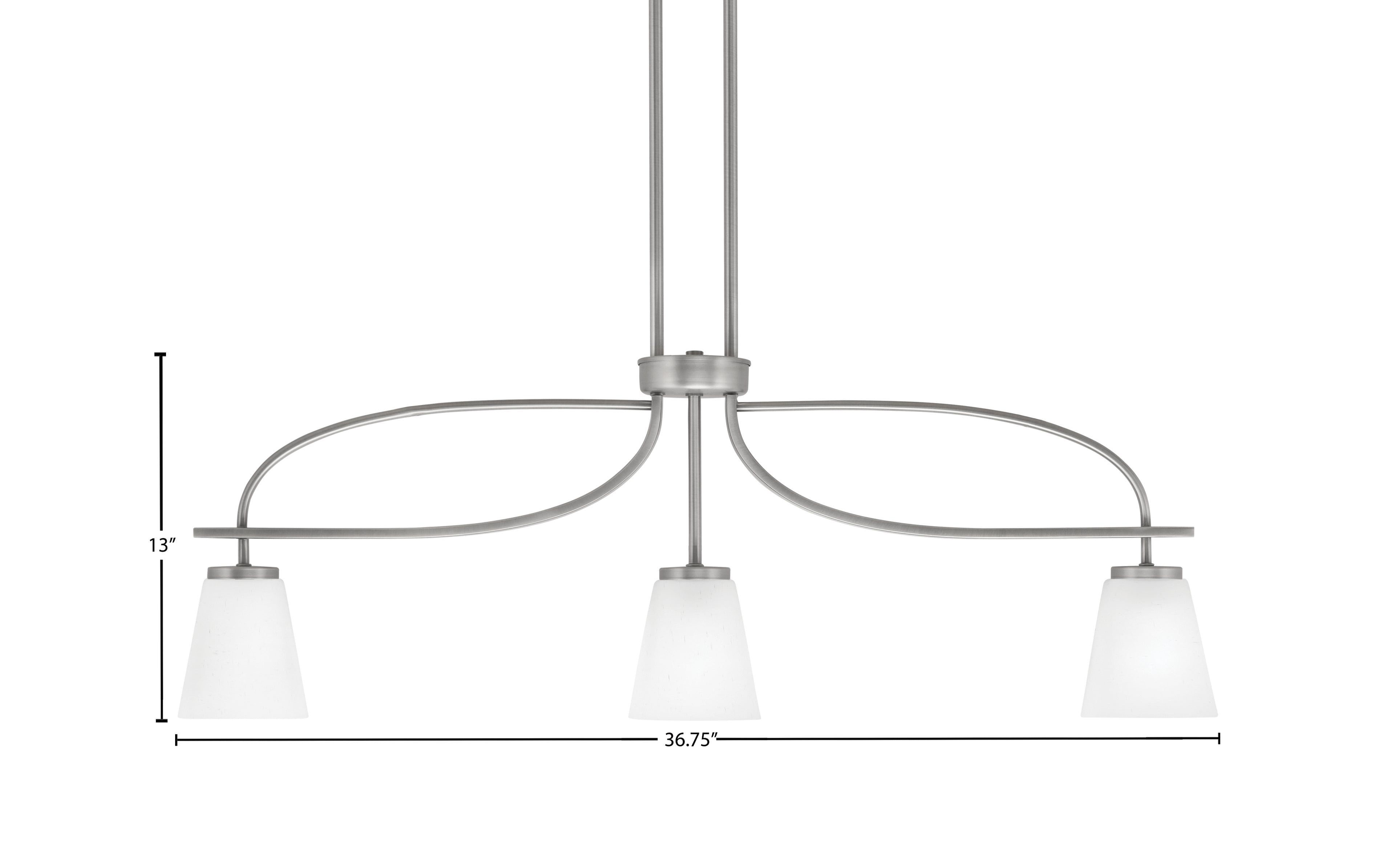 Cavella Three Light Island Pendant in Graphite with 4.5" Square White Muslin Shade