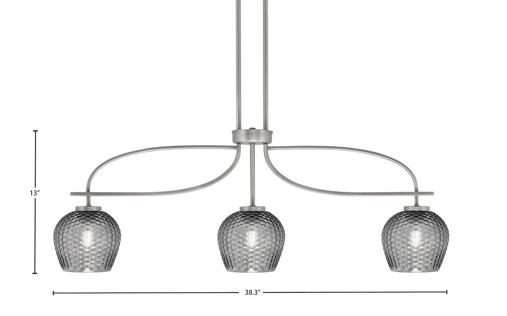 Cavella Three Light Island Pendant in Graphite with 6" Smoke Textured Shade