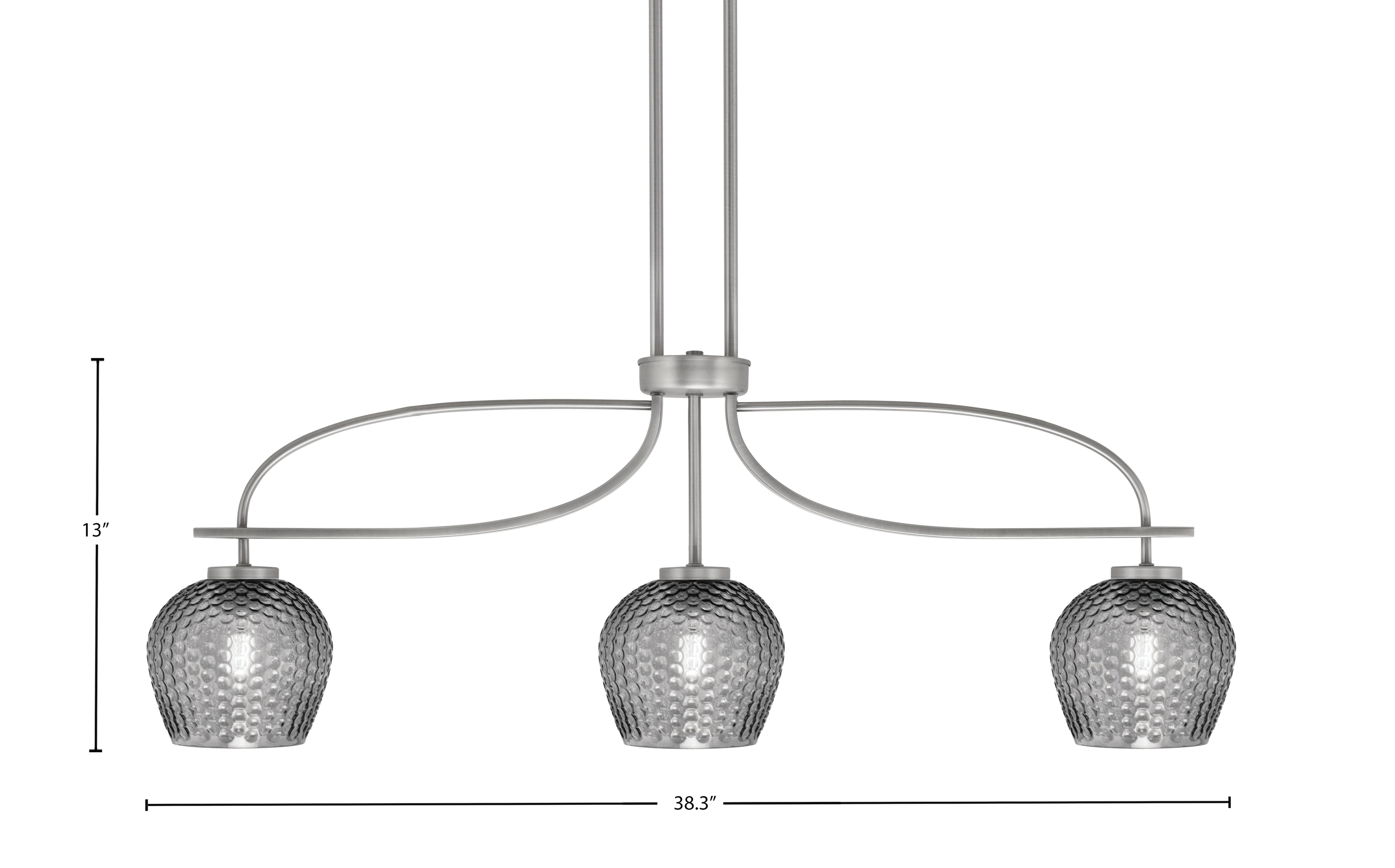 Cavella Three Light Island Pendant in Graphite with 6" Smoke Textured Shade