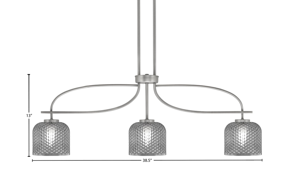 Cavella Three Light Island Pendant in Graphite with 6" Smoke Textured Shade