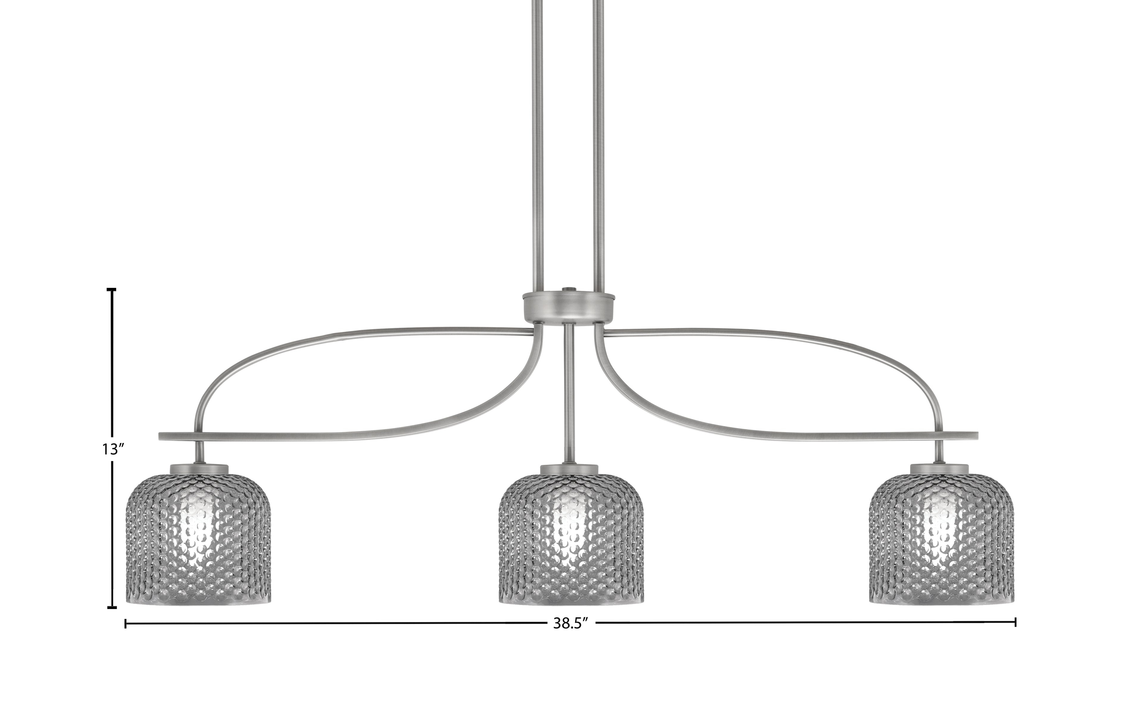 Cavella Three Light Island Pendant in Graphite with 6" Smoke Textured Shade