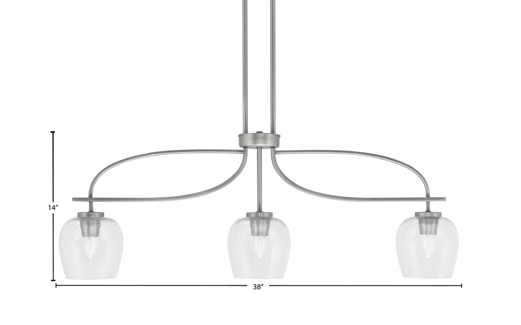 Cavella Three Light Island Pendant in Graphite with 6" Clear Bubble Shade