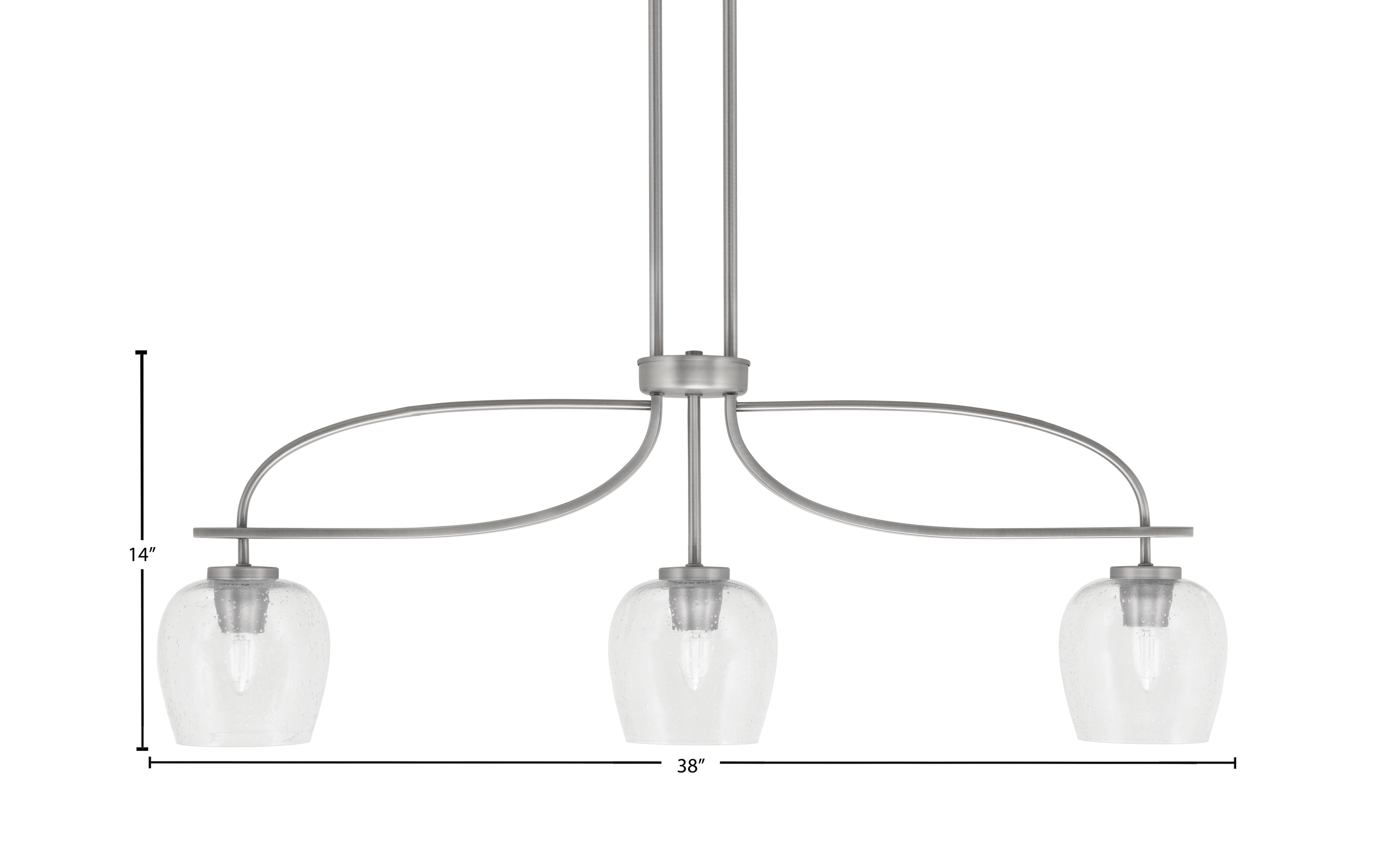 Cavella Three Light Island Pendant in Graphite with 6" Clear Bubble Shade